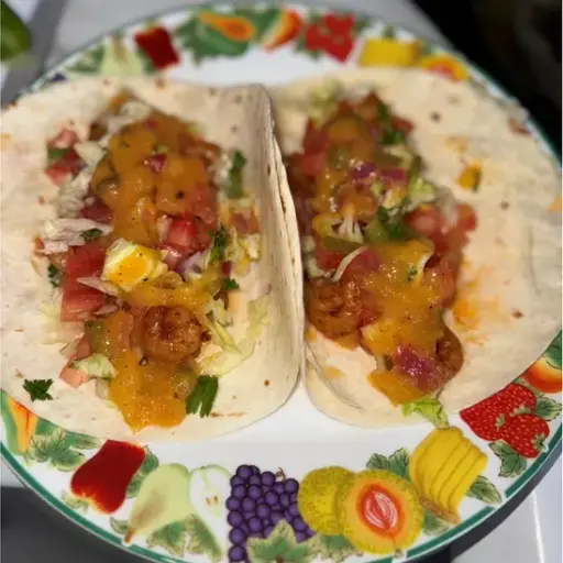 Tacos with Shrimp (or Fish) and Mango Salsa
